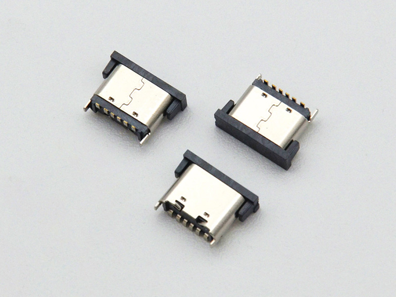 TYPE-C 16P vertical mount H=6.5MM with middle clip